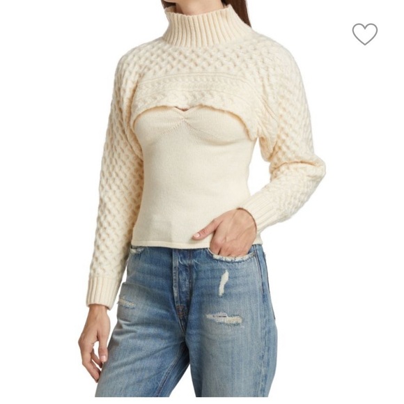 New ASTR THE LABEL Imani 2-Piece Cream Knit Cutout Sweater Size L - Picture 4 of 16
